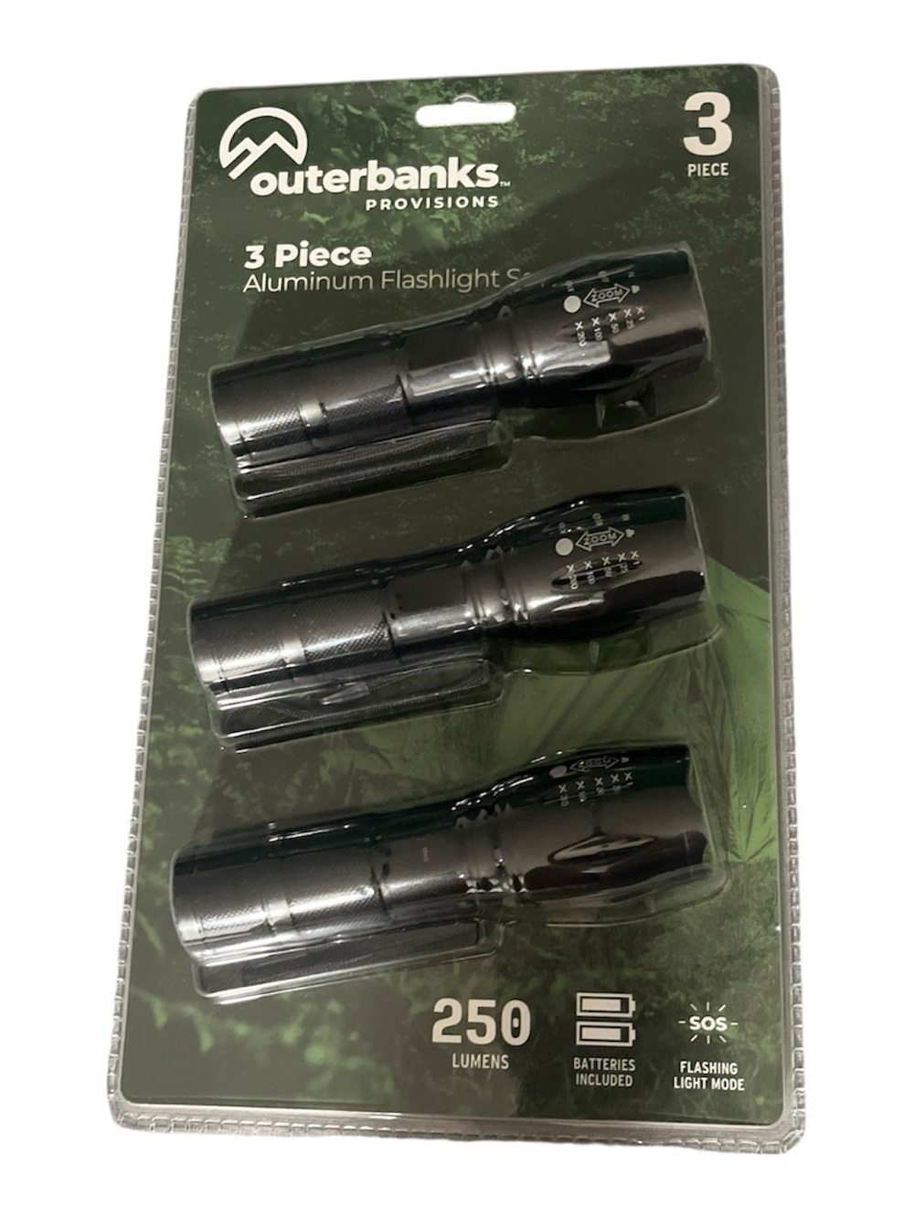 Black 3-Piece Aluminum Flashlight Set